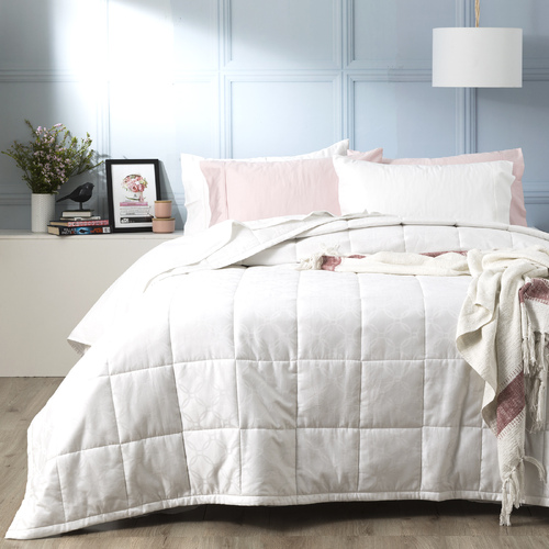 Ddecor Home Josephine 500TC Cotton Jacquard Comforter Set King Bed White