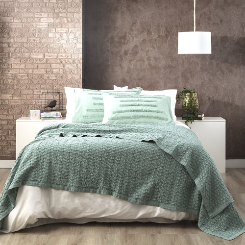 Renee Taylor Lexico Cotton Waffle Blankets Single/Double Sage