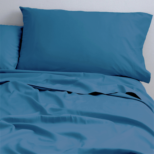 Park Avenue 500TC Single Bed Natural Cotton Sheet/Pillowcase Set Blue