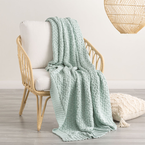 Renee Taylor Lenni 130x170cm Cotton Knitted Throw - Starlight