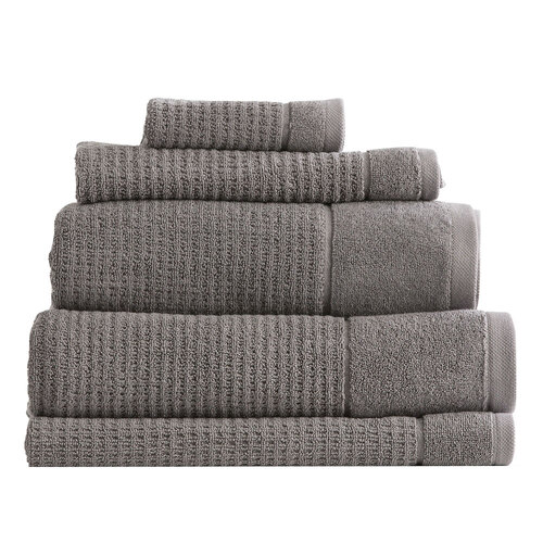 5pc Renee Taylor Cambridge 650GSM Textured Bath/Hand/Face Towel Mat Fossil