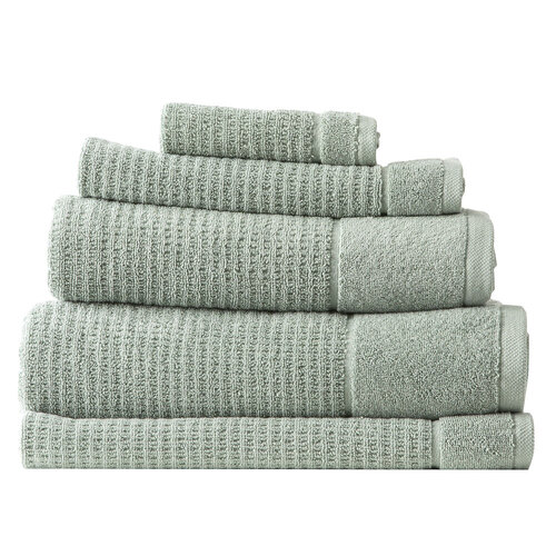 5pc Renee Taylor Cambridge 650GSM Textured Bath/Hand/Face Towel Eucalyptus