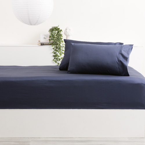 Park Avenue Single 500TC Bamboo Cotton Sheet w/ 2x Pillowcases Indigo