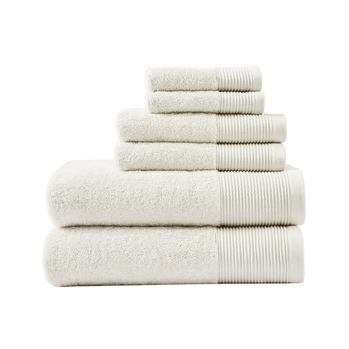 6pc Cloud Linen Retreat Cotton Tencel Antimicrobial Towel Set Ivory