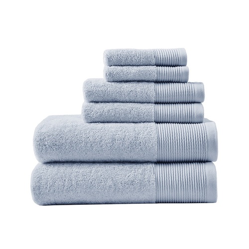 6pc Cloud Linen Retreat Cotton Tencel Antimicrobial Towel Set Blue