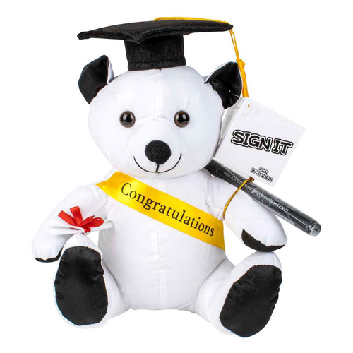 Signature Cotton Graduation Bear w/ Texta 20cm White