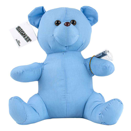 Signature Bear Stuffed Animal Toy w/ Marker Personalised Gift Blue 25cm