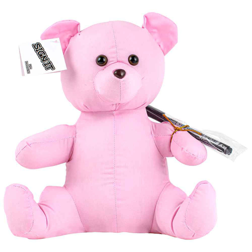 Signature Bear Stuffed Animal Toy w/ Marker Personalised Gift Pink 25cm