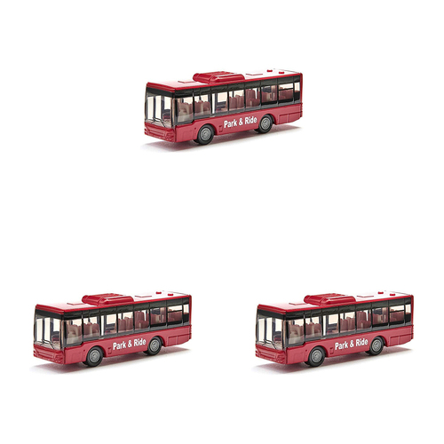 3PK Siku 1021 City Bus Diecast 86mm Vehicle Kids Toy 3y+