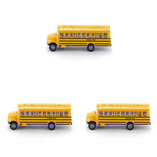 3PK Siku US School Bus Diecast Metal Vehicle 86mm Toy 3y+