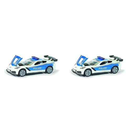 2PK Siku 1525 Chevrolet Corvette ZR1 Police Diecast 81mm Vehicle Toy 3y+