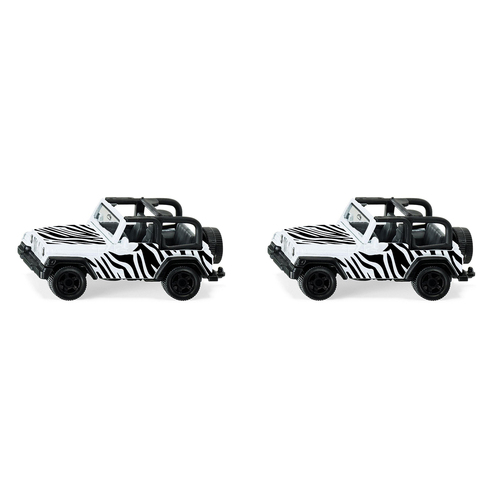 2PK Siku Jeep Wrangler Safari Black/White Diecast Metal Toy Car 3y+