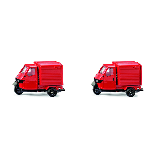 2PK Siku 1583 Ape 50 Piaggio Red Diecast Vehicle 64mm Toy 3y+