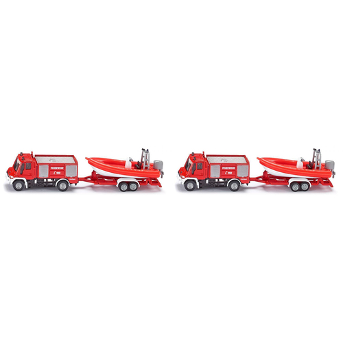 2PK Siku 1636 Mercedes Benz Fire Engine w/ Boat Kids Toy 167mm 3y+ 1:87 Scale