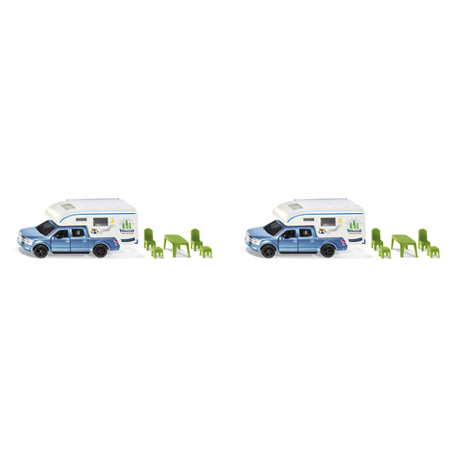 2PK Siku 1693 Diecast Ford F150 Pick-Up Camper Kids 99mm Toy 3y+