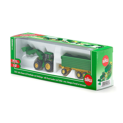 Siku 1:87 Scale Diecast John Deere & Front Loader Trailer Kids Toy 3y+