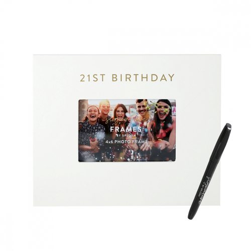 Splosh 21st Birthday Signature Frame w/ Marker 27.5x23cm - White