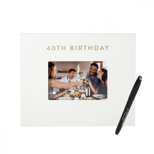 Splosh 40th Birthday Signature Frame w/ Marker 27.5x23cm - White