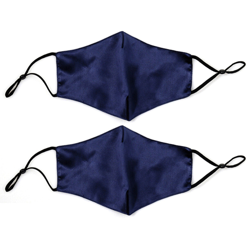 2PK Canningvale Beautysilks 22.5cm Hypoallergenic Face Mask Indigo Blue