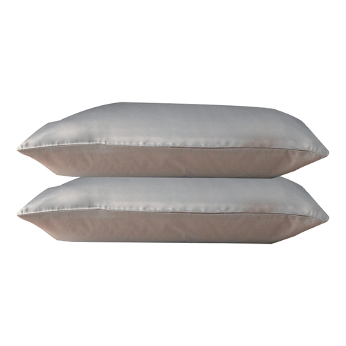 2pc Canningvale Beautysilks Pillowcase Silver Silk