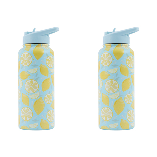 2PK Splosh Sip By Splosh Lemon S/Steel Water Bottle 950ml