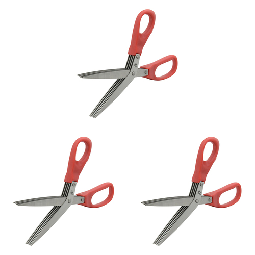 3PK Spear & Jackson 5-Pair Blades Herb Scissor Plastic Handle - Red