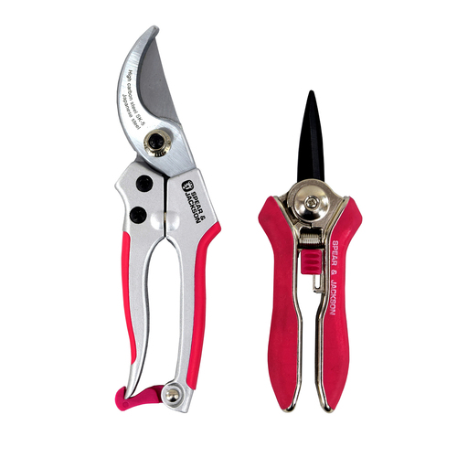 2pc Spear & Jackson Steel Secateurs & Mini Snips Set - Pink