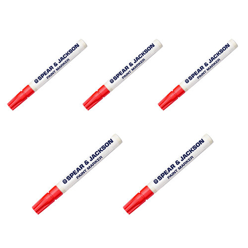 5PK Spear & Jackson Paint Marker 2mm Acrylic Tip - Red