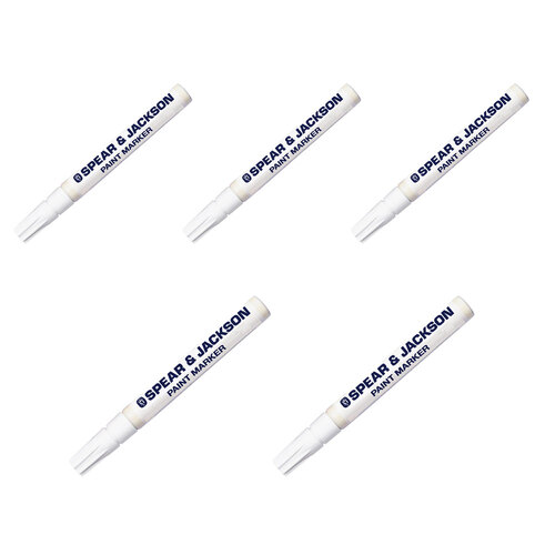 5PK Spear & Jackson Paint Marker 2mm Acrylic Tip - White