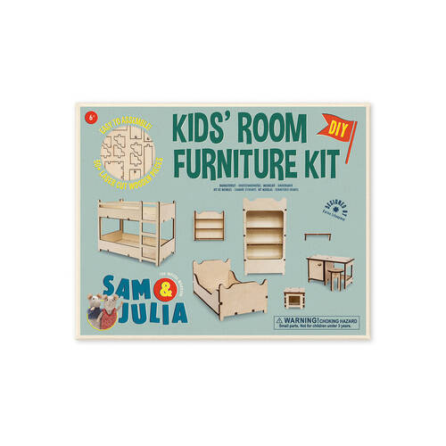 Sam & Julia Wooden Kid's Room Furniture Kit DIY Toy 6y+