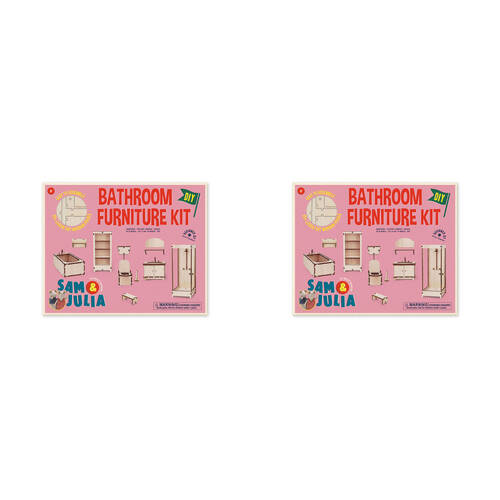 2PK Sam & Julia Wooden Bathroom Furniture Kit Kids DIY Toy 6y+