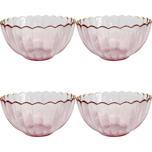 4PK LVD Glass Bowl Decorative Home/Dining Tableware Medium Plum/Gold