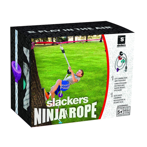 Slackers Ninja Climbing Rope 8' w/ Foot Holds Kids/Childrens Toy 5+