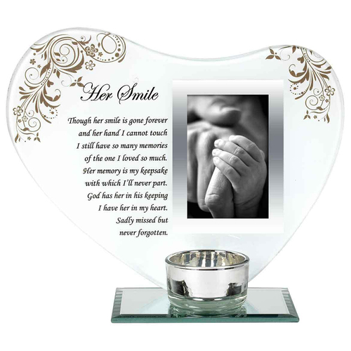 Her Smile Heart Candle Holder 19x13cm Tribute Display holder