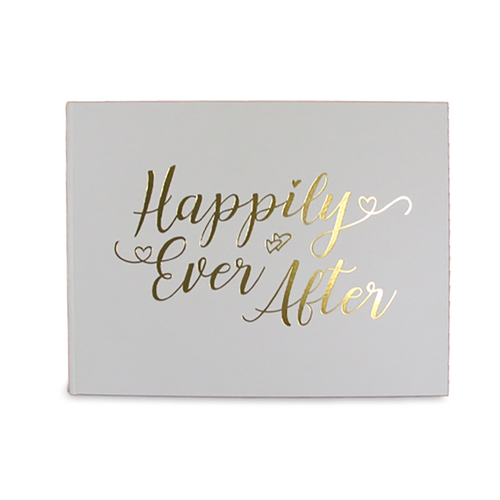 Wedding Guest Book Happily Ever After Gold/White Birthday Keepsake