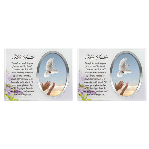 2x Her Smile Rememberance Photo Frame 22x17cm Memorial Display Card