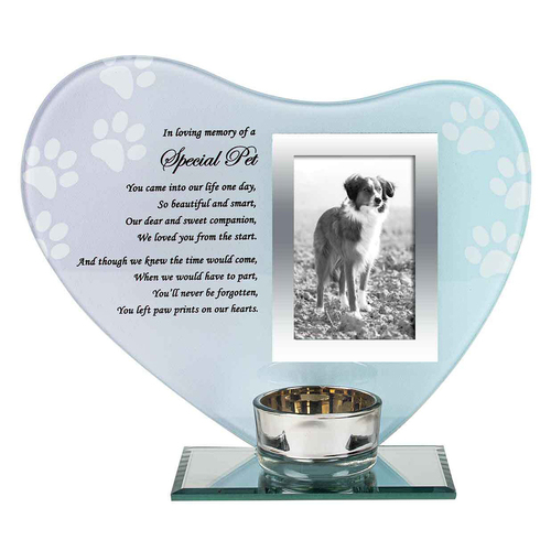 Paw Prints On My Heart 13x9cm Remembrance Memorial Tealight Holder Frame