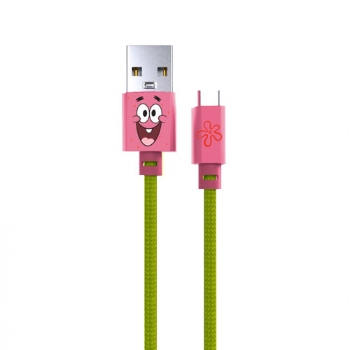SpongeBob Patrick Male USB-A to USB-C Charging Cable 1m - Pink