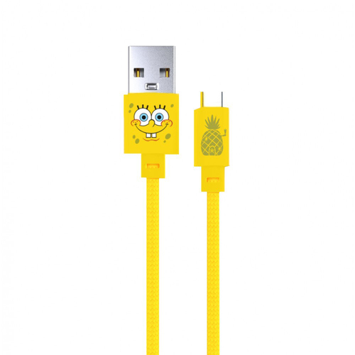 SpongeBob Sponge Male USB-A to USB-C Charging Cable 1m - Yellow