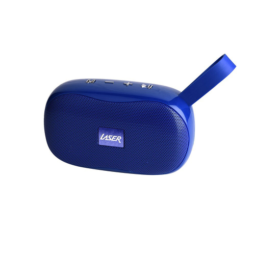 Laser TWS Bluetooth Wireless Pocket Speaker FM Radio w/ Strap - Blue