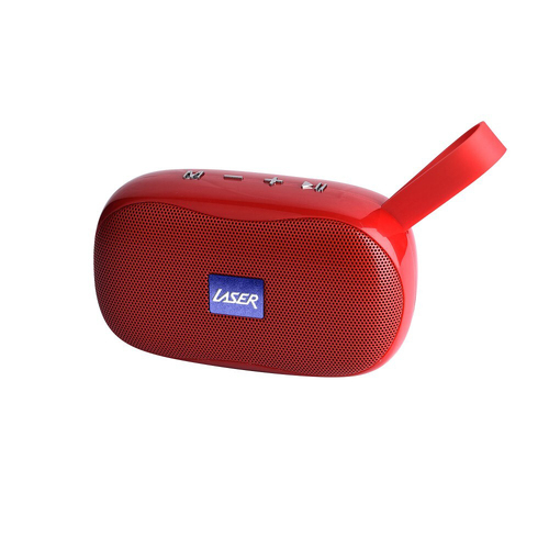 Laser TWS Bluetooth Wireless Pocket Speaker FM Radio w/ Strap - Red