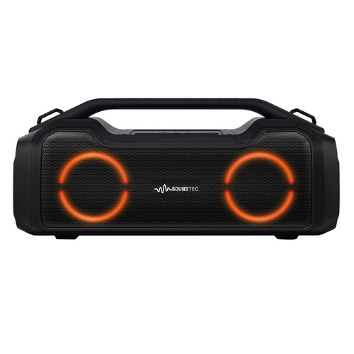 SoundTec 2.0 CH Boombox Portable Wireless BT Speaker w/ Powerbank Black