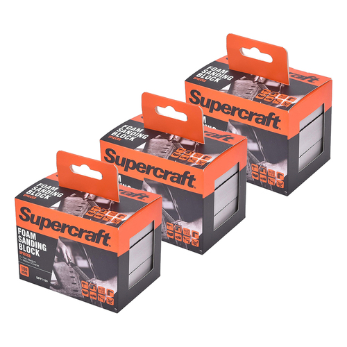 3PK 3pc Supercraft Flexible Sanding Dual Grit Foam/Sponge Block