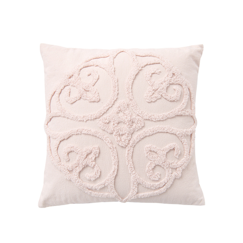 Bianca Ella Square Blush Cotton Chenille Cushion 43x43cm