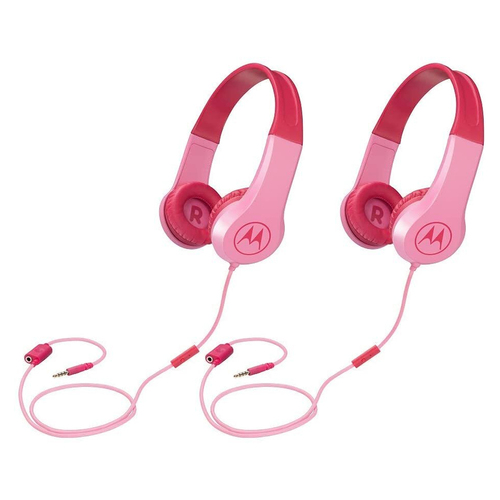 2PK Motorola Kids 3.5mm Comfortable Wired Headphones Pink