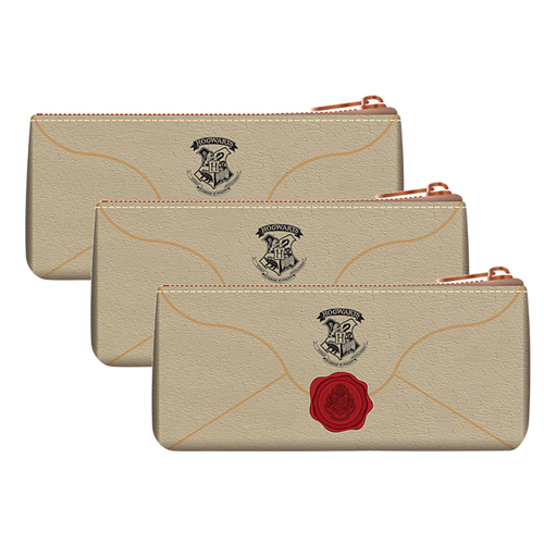 3PK Wizarding World Harry Potter Letter to Hogwarts Themed Pencil Case