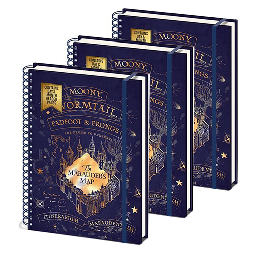 3PK Wizarding World Harry Potter Character Marauders Map A4 Wiro Notebook 