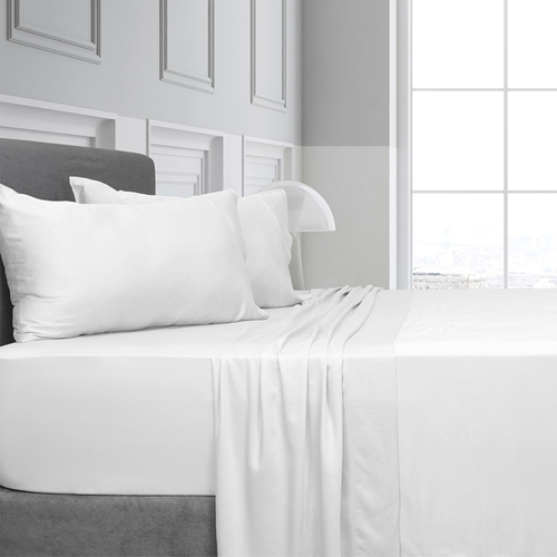 Algodon King Bed Fitted Sheet w/ 2x Pillowcases Set - White