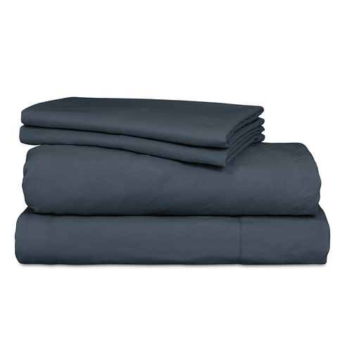 Ardor Boudoir Vintage Washed Single Bed Fitted Sheet Set - Navy