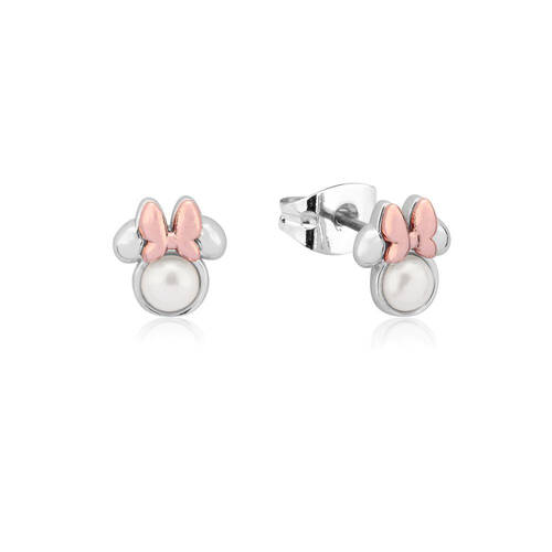 Couture Kingdom Disney Minnie Mouse Pearl Stud Earrings 10mm Silver